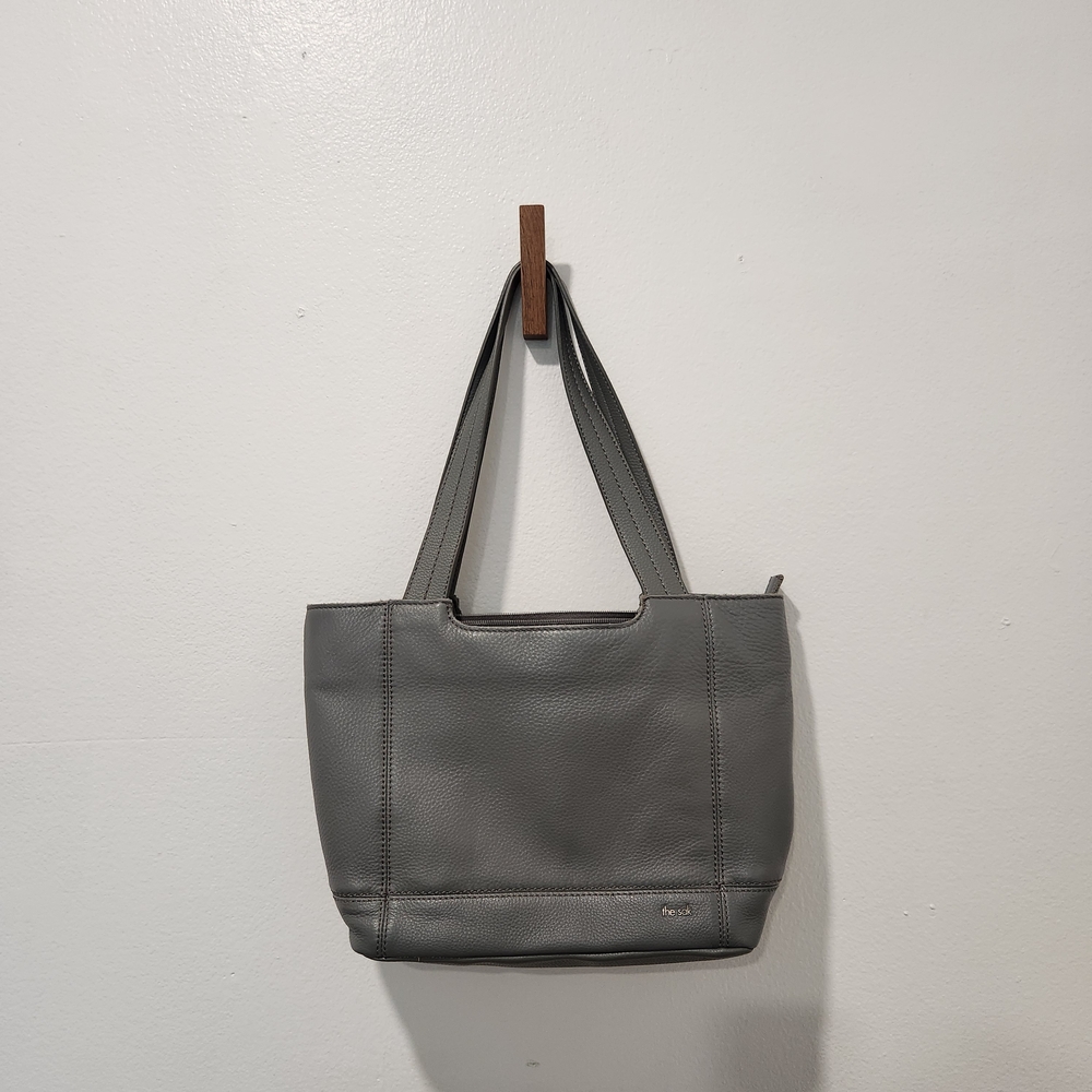 Blue Leather Tote Bag